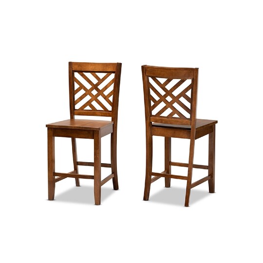 Wholesale Interiors Baxton Studio Caron Modern and Contemporary Transitional Walnut Brown Finished Wood 2-Piece Counter Stool Set